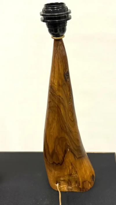  Alexandre Noll Pair of French Organic Modern Craftsman Olive Wood Table Lamps Alexandre Noll