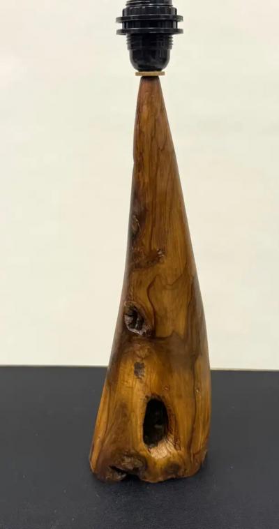  Alexandre Noll Pair of French Organic Modern Craftsman Olive Wood Table Lamps Alexandre Noll