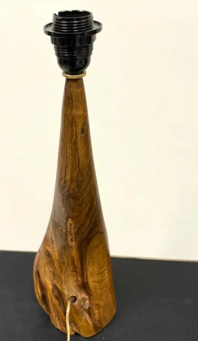  Alexandre Noll Pair of French Organic Modern Craftsman Olive Wood Table Lamps Alexandre Noll