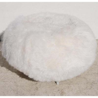  Allermuir New Zealand Sheepskin Ottoman with Aluminum Legs by Allermuir