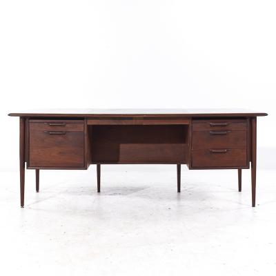  Alma Desk Company Alma Castilian Mid Century Walnut and Leather Executive Desk