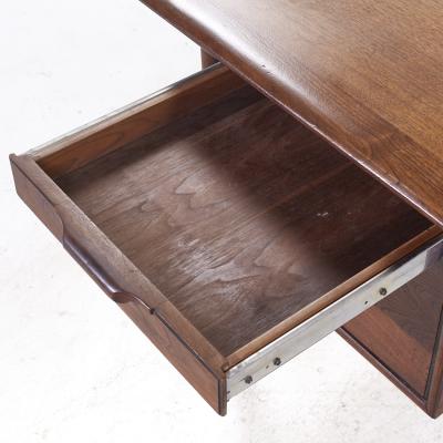  Alma Desk Company Alma Castilian Mid Century Walnut and Leather Executive Desk