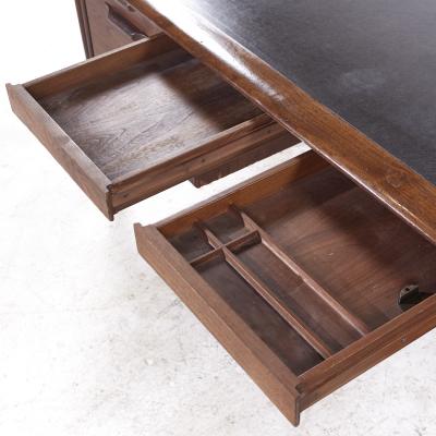  Alma Desk Company Alma Castilian Mid Century Walnut and Leather Executive Desk