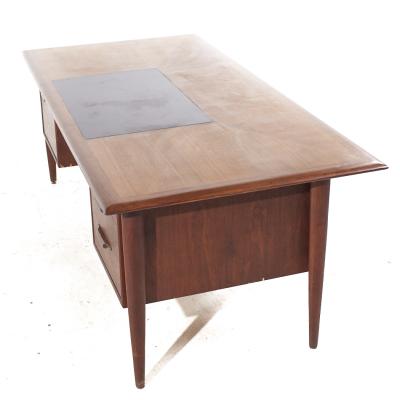  Alma Desk Company Alma Castilian Mid Century Walnut and Leather Executive Desk
