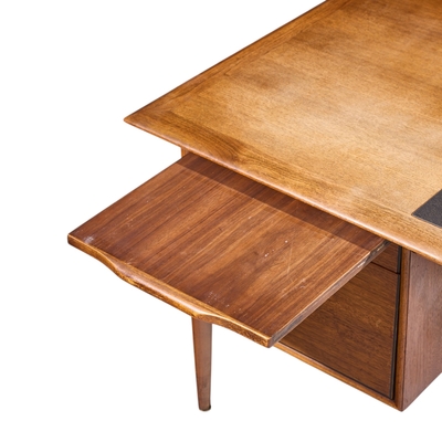  Alma Desk Company Alma Castilian Mid Century Walnut and Leather Executive Desk