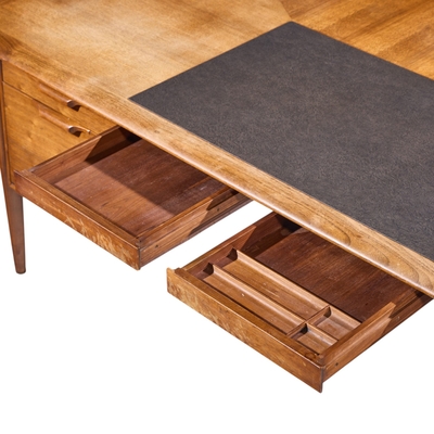  Alma Desk Company Alma Castilian Mid Century Walnut and Leather Executive Desk