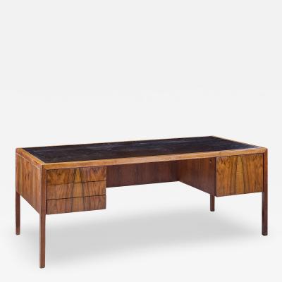  Alma Desk Company Alma Mid Century Rosewood and Leather Executive Desk