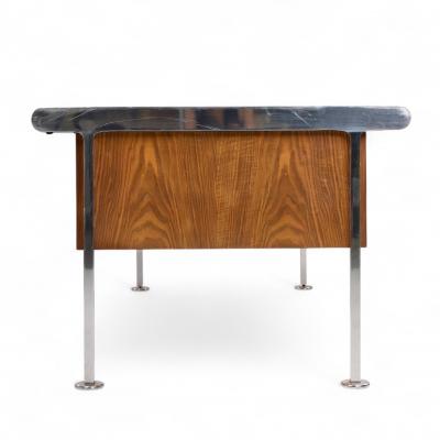  Alma Desk Company Alma Style Mid Century Leather and Chrome Executive Desk