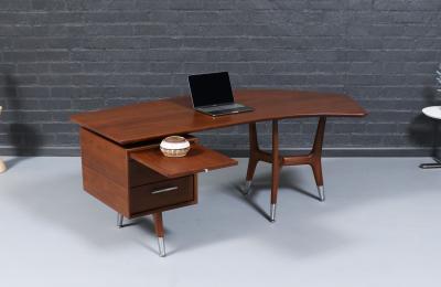  Alma Desk Company Mid Century Modern Skulptura Boomerang Desk by Alma Desk Co 