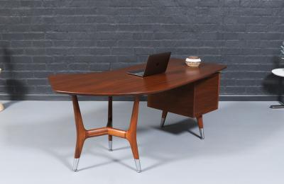  Alma Desk Company Mid Century Modern Skulptura Boomerang Desk by Alma Desk Co 