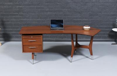  Alma Desk Company Mid Century Modern Skulptura Boomerang Desk by Alma Desk Co 