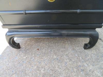  Altavista Lane Fantastic Chinoiserie Black Lacquered Lane Side End Table Mid Century Modern