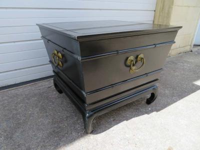  Altavista Lane Fantastic Chinoiserie Black Lacquered Lane Side End Table Mid Century Modern