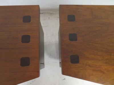  Altavista Lane Handsome Pair of American Modern Ribbed Walnut Nightstands Mid Century Modern
