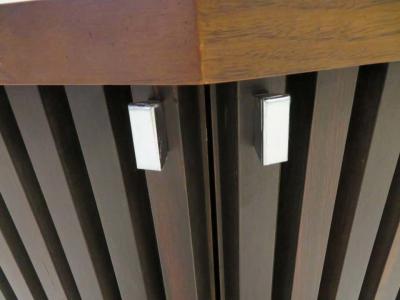  Altavista Lane Handsome Pair of American Modern Ribbed Walnut Nightstands Mid Century Modern