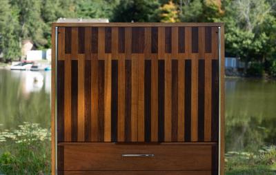  Altavista Lane Lane Altavista VA Lane Altavista Walnut Rosewood 5 Drawer Tall Dresser or Armoire w Chrome Legs