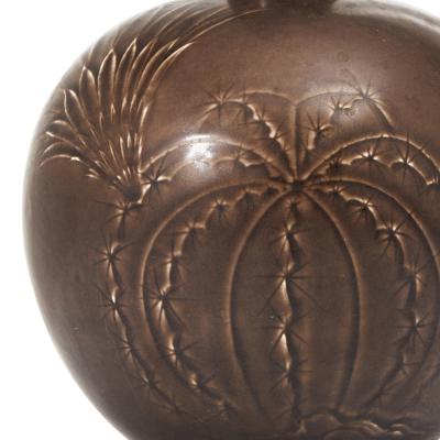 Aluminia Art Deco Vase with Cactus Design by Nils Thorsson for Aluminia