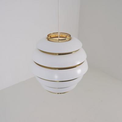  Alvar Aalto Re Edition Alvar Aalto Beehive Pendant Model A331 White Brass Artek Finland 1990s