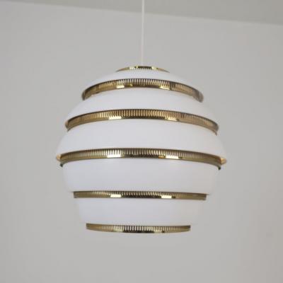  Alvar Aalto Re Edition Alvar Aalto Beehive Pendant Model A331 White Brass Artek Finland 1990s