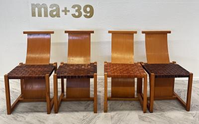  Alvar Aalto Re Edition Set of 4 Mid Century Dining Side Chairs by Avar Aalto 1960s