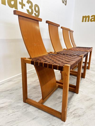  Alvar Aalto Re Edition Set of 4 Mid Century Dining Side Chairs by Avar Aalto 1960s