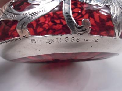  Alvin Corp Alvin American Art Nouveau Red Silver Overlay Claret Jug