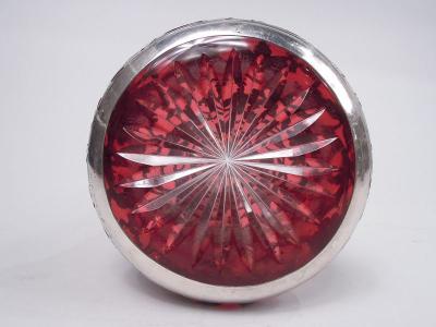  Alvin Corp Alvin American Art Nouveau Red Silver Overlay Claret Jug