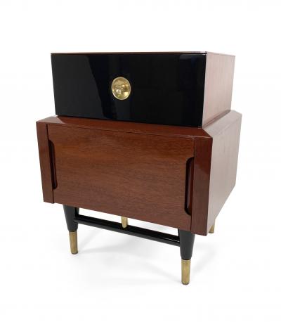  American of Martinsville American Modern Mahogany and Ebonized Bedside Tables American of Martinsville