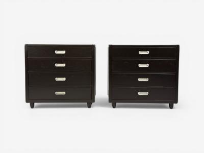  American of Martinsville American of Martinsville Campaign Dressers Ebonized Wood Chrome USA 1970s