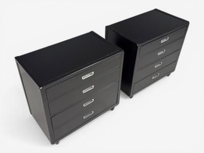  American of Martinsville American of Martinsville Campaign Dressers Ebonized Wood Chrome USA 1970s