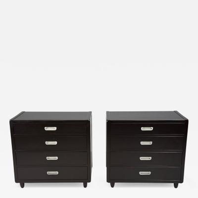  American of Martinsville American of Martinsville Campaign Dressers Ebonized Wood Chrome USA 1970s