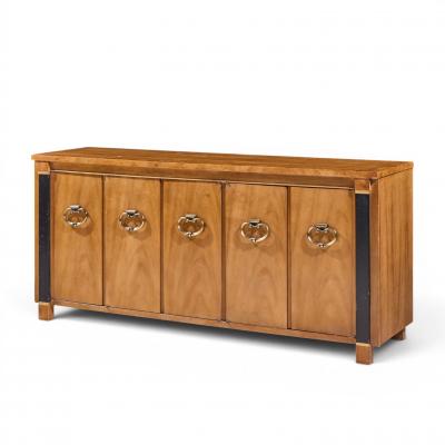  American of Martinsville American of Martinsville Mid Century Walnut Burlwood and Brass Credenza