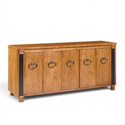  American of Martinsville American of Martinsville Mid Century Walnut Burlwood and Brass Credenza