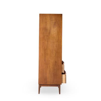  American of Martinsville American of Martinsville Mid Century Walnut and Cane Armoire Dresser