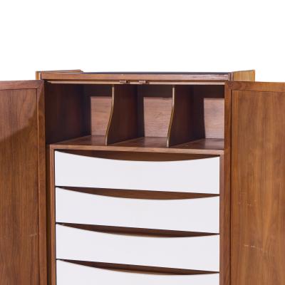  American of Martinsville American of Martinsville Mid Century Walnut and Cane Armoire Dresser