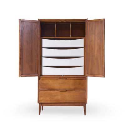  American of Martinsville American of Martinsville Mid Century Walnut and Cane Armoire Dresser