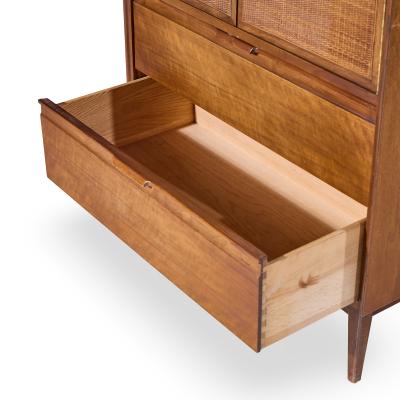  American of Martinsville American of Martinsville Mid Century Walnut and Cane Armoire Dresser