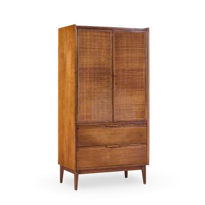  American of Martinsville American of Martinsville Mid Century Walnut and Cane Armoire Dresser