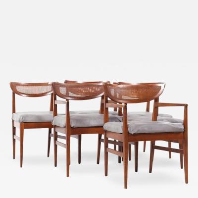  American of Martinsville American of Martinsville Walnut and Cane Back Dining Chairs Set of 6