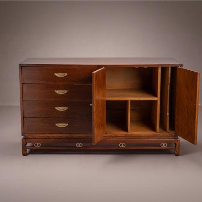  American of Martinsville Ash Wood Sideboard Buffet With Gold Hardware by American of Martinsville