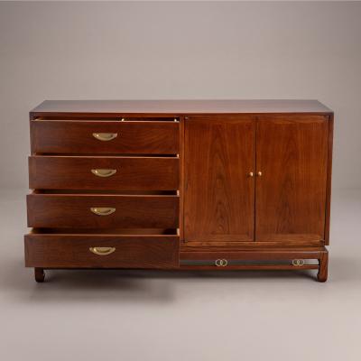  American of Martinsville Ash Wood Sideboard Buffet With Gold Hardware by American of Martinsville