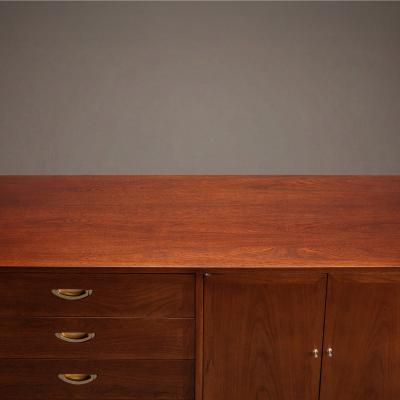  American of Martinsville Ash Wood Sideboard Buffet With Gold Hardware by American of Martinsville