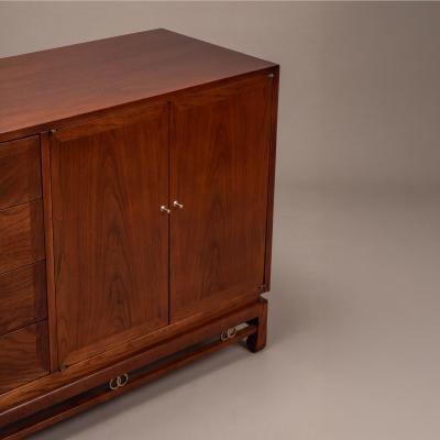  American of Martinsville Ash Wood Sideboard Buffet With Gold Hardware by American of Martinsville