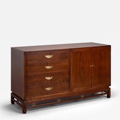  American of Martinsville Ash Wood Sideboard Buffet With Gold Hardware by American of Martinsville