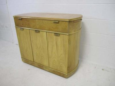  American of Martinsville Delightful American of Martinsville Burled Light Wood Bar Cart Mid Century