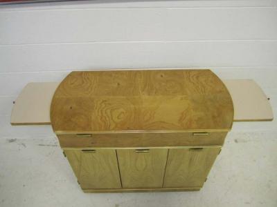  American of Martinsville Delightful American of Martinsville Burled Light Wood Bar Cart Mid Century