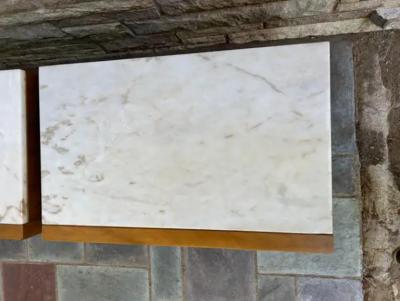  American of Martinsville Delightful Pair French Provincial Marble Top Night Stands Brass Bow Pulls