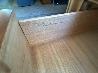  American of Martinsville Lovely Marble Top American of Martinsville Bowtie Pull Credenza Regency Modern