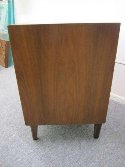  American of Martinsville Lovely Pair Lattice Front Walnut Night Stands Mid century Modern