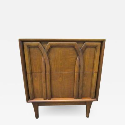  American of Martinsville Lovely Pair Lattice Front Walnut Night Stands Mid century Modern